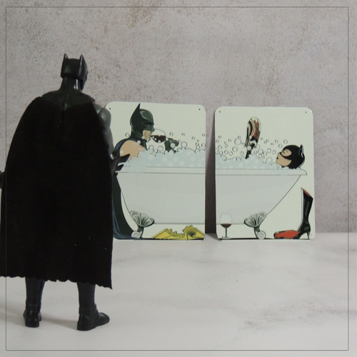 Pack Chapa Baño 15x20 Toilette Bathroom Batman Catwoman X2un