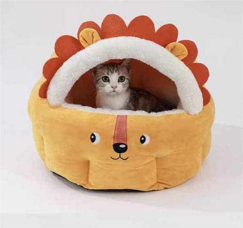 Cama Iglú Semicerrada Para Gatos En Forma De León-talla M