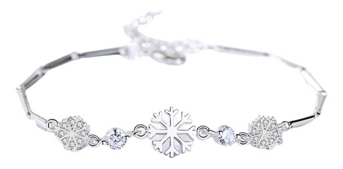 Pulsera De Plata S925 De Copo De Nieve, Regalo Ideal P/mujer