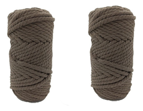 2 Hilos Macrame De Algodón Para Tejer 6mm Cafe