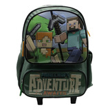 Mochila Minecraft 16 PuLG C/ Carro 19lts Escolar Niño Cresko Color Gris Diseño De La Tela Liso