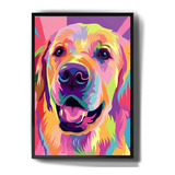 Quadro Decorativo Golden Retriever Colorido Cachorro