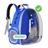 Mochila Transportadora Periquitos Transparente Azul Marino