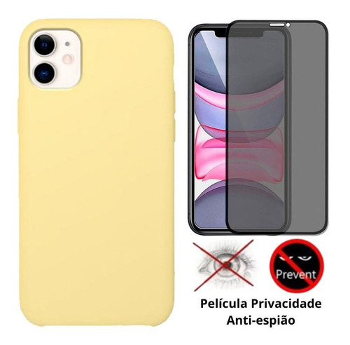 Capa Capinha + Película Privacidade 3d Compatível iPhone 11