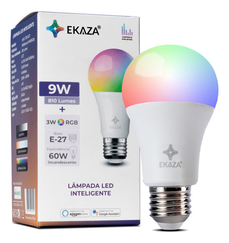 Lâmpada De Led Inteligente 9w + 3w Rgb Wifi Alexa Google