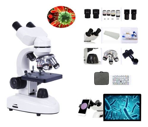 Kit De Microscopio Binocular Profesional 10000x