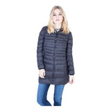 Campera Larga Dama Capucha Ultra Liviana Simil Pluma