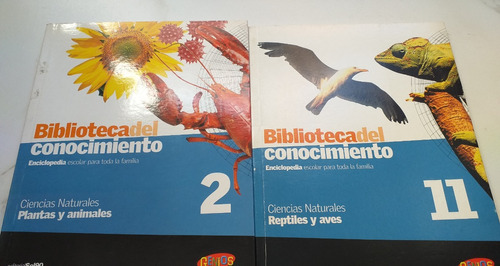 2 Libros Escolares Reptiles Y Aves -plantas Y Animales Genio
