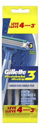 Barbeador Prestobarba Ultragrip3 Descartável Leve 4 Unidades Pague 3 Gillette