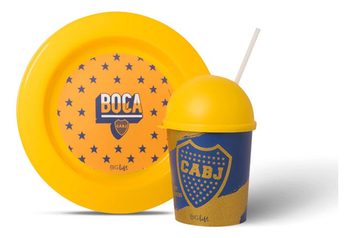 Ppr Set Infantil Boca Juniors Plato Vaso Sorbete