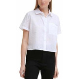 Calvin Klein Eyelet Cotton Camisa Top C/botones Para Dama