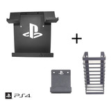 Suporte Parede + Sup Controle + Sup Jogos Playstation 4 Ps4