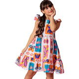 Vestido Infantil Menina Festa Mini Diva Colorido Babado Moda