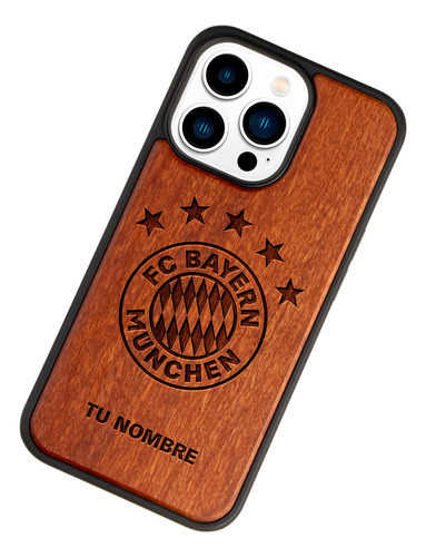 Funda Para iPhone Bayern Múnich Madera Grabada Tu Nombre
