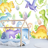 Papel De Parede Adesivo Infantil Dinossauro Aquarela Baby M²