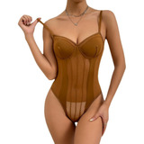 Blusa Body Corselet Mujer Sexy Fiesta Perspectiva Corset