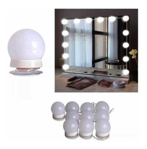 Kit 10 Focos Lamparas Luz Led Espejo Usb Camarin