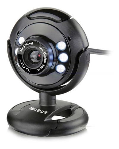 Webcam Multilaser Night Vision 16mp Led Preto Wc045
