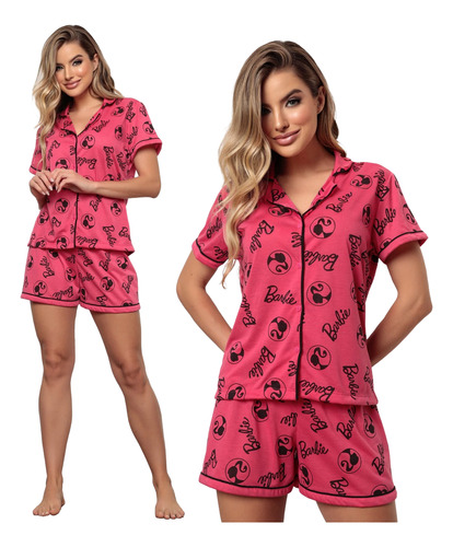 Pijama Feminino Americano Adulto Blogueira Com Botões