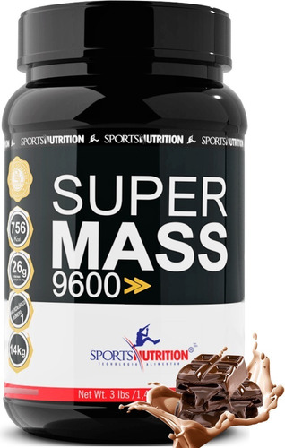 Super Mass 9600 Hipercalórico - Sports Nutrition- 1,4kg Sabor Chocolate