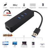 Adaptador Hub Usb 3 Puertos Y Rj45 Ethernet Usb 3.0 1000mbps