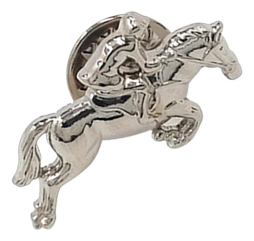 Broche Pin Caballo Y Jinete Saltando Equitación Plateado