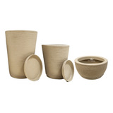 Kit Vasos Luxo Escovados Plantas Casa Jardim 3 Tamanhos