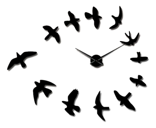 Reloj De Pared Decorativo Con Espejo, Diseño De Pájaros Vola