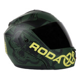 Casco Roda Revenge Verde/amarillo Mate Vikingo Abatible 