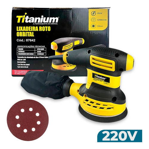 Lixadeira Titanium Roto Orbital 5 Pol (125mm) Profissional Cor Amarelo Frequência 60 Hz 220v