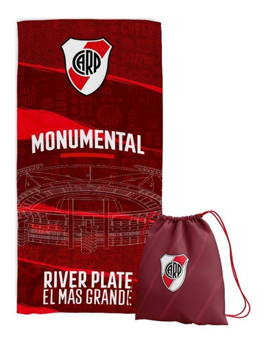 Toalla Toallon Microfibra Futbol Mochila Playero River Plate