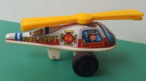 Antiguo Juguete Helicoptero De Bombero A Friccion Japan