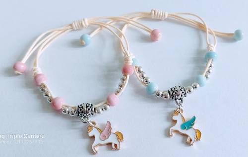 Duo Pulseras Amistad Dijes Unicornios Amigos Pareja San Vale