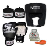 Kit Guantes + Cabezal + Bucal + Par Vendas 3,5mts Muay Thai