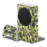 Adesivo Skin Xbox Series S E Dois Controles Camuflagem Verde