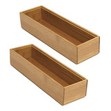 Organizador De Cajones Apilables De Bambú, 3  X 9 , Set De 2