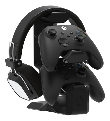 Suporte De Mesa Para 2 Controles Headset Xbox One X Sx Ps5 Cor Preto