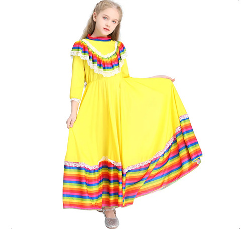 Vestido Jalisco Traje Tipico Niña Folklor Mexicano Festival Escolar | Meses sin interés