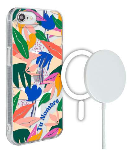 Funda Para iPhone Magsafe Mujer Flores Personalizada Nombre