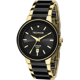 Relógio Feminino Technos Ceramica E Safira Preto E Dourado