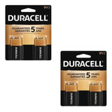 Kit 4 Baterias 9v Alcalina Duracell 2 Cartelas Com 2  