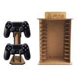 Porta 11 Jogos Físico + Controle Ps4 Gamer Laser Mdf Madeira