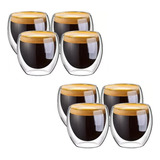 Set 8 Tazas Espresso Doble Pared 250ml Frio, Caliente