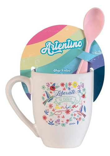 Taza Jarro Cerámica Café Té Cuchara Regalo Hombre Mujer Niño