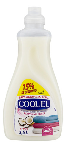 Sabão Líquido Coquel Coco Roupas Delicadas Coco Antibacterial Frasco 1.5 L