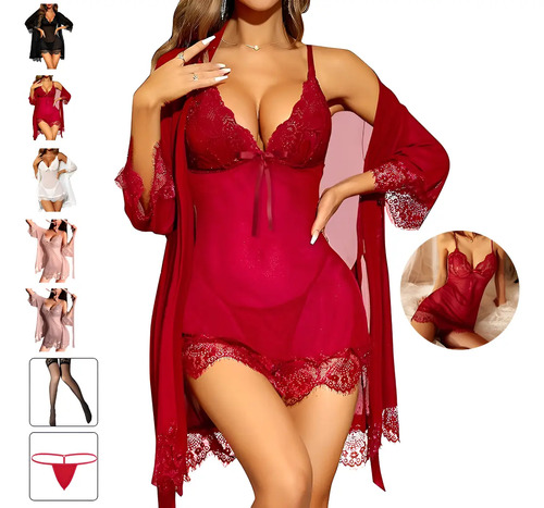 5pcs Babydoll Encaje Pijama Sexy Lencería Ligueros Conjunto | MercadoLibre