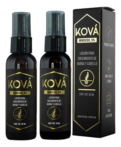  Ková Minoxidil 5% Tratamiento Para Cabello Y Barba 60ml 2 Pz