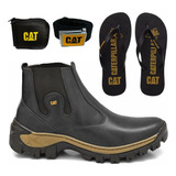 Kit Bota Coturno Masculino Adventure Chinelo Cinto Carteira