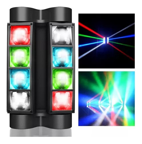 Luces Led Láser Dj Mini Spider Rgbw Efectos Luz 8x3w Dmx512