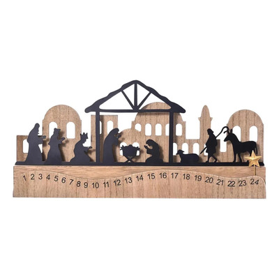 / Calendario De Adviento De Madera Con Escena De La .z .